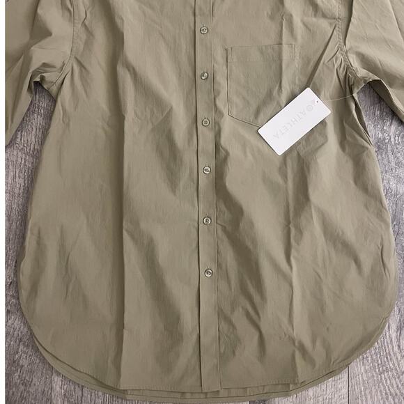 Athleta Midday Relaxed Poplin Shirt Button Up Long Sleeve Green Medium - Picture 6 of 8
